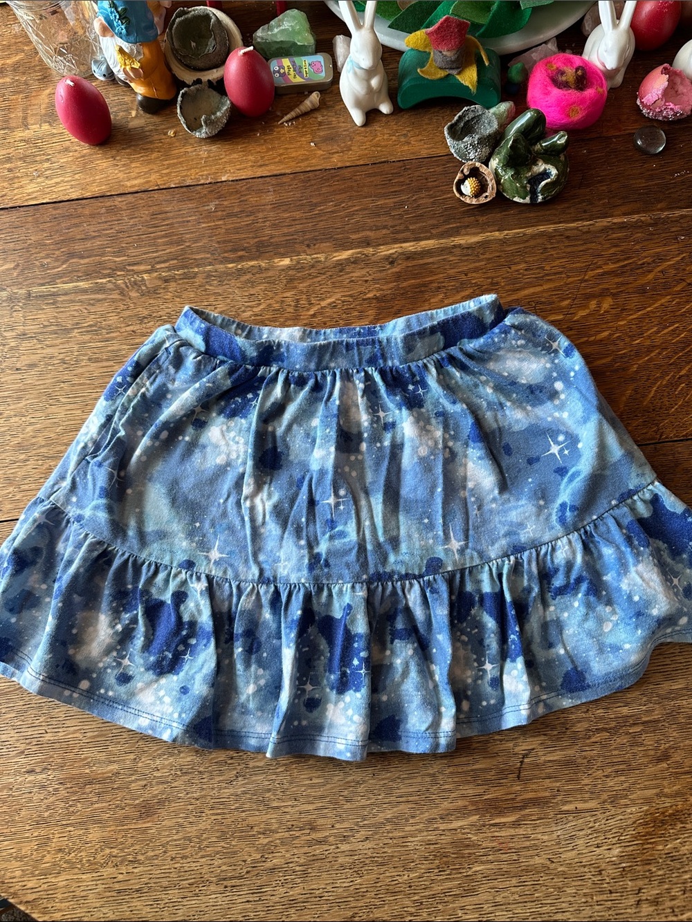 Lands' End Blue Starry Ruffle Skirt
